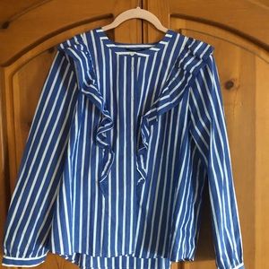 J. Crew stripped ruffle blouse